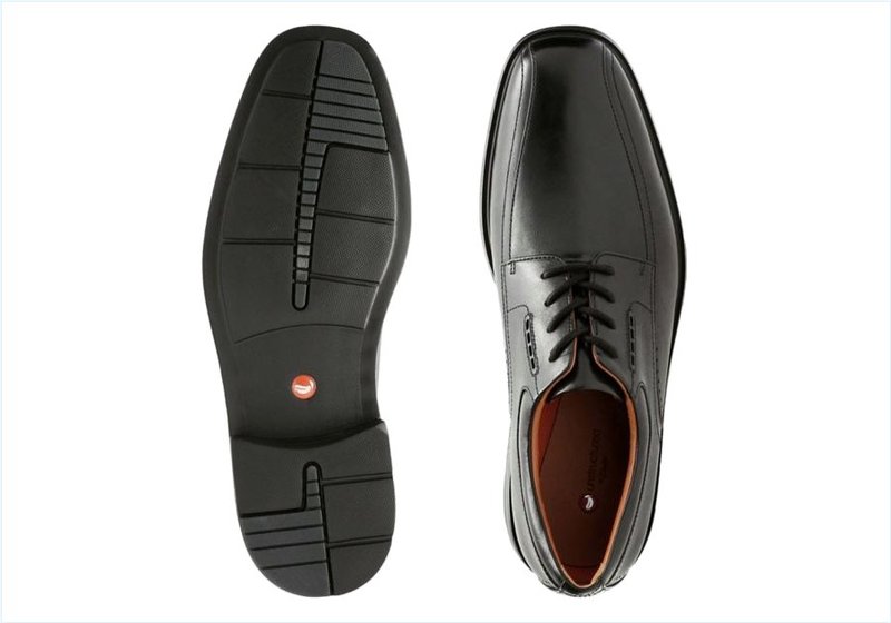  Un Kenneth Way / Black Leather Mens Shoes