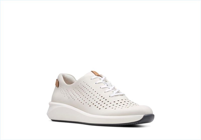  Un Rio Tie / White Leather Womens Sport Shoes