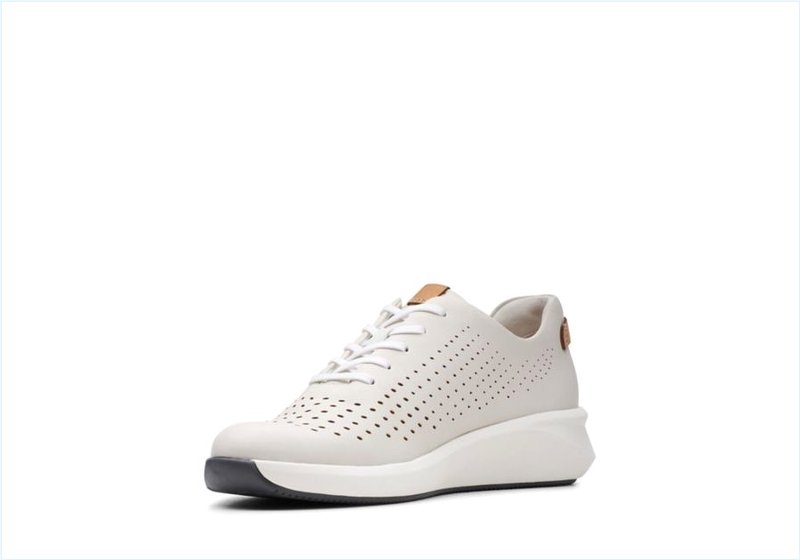  Un Rio Tie / White Leather Womens Sport Shoes