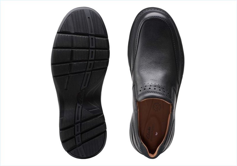  Un Brawley Step / Black Leather Mens Shoes