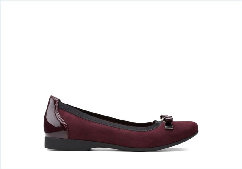  Un Darcey Bow / Burgundy Suede Womens Shoes