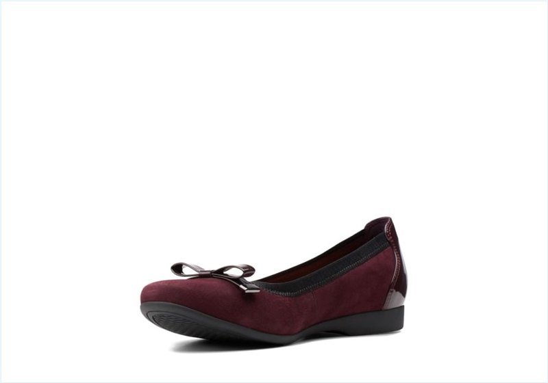  Un Darcey Bow / Burgundy Suede Womens Shoes