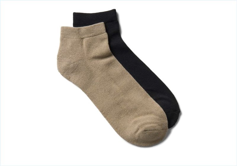  Bamboo No Show / Black/Tan Mens Accessories Socks