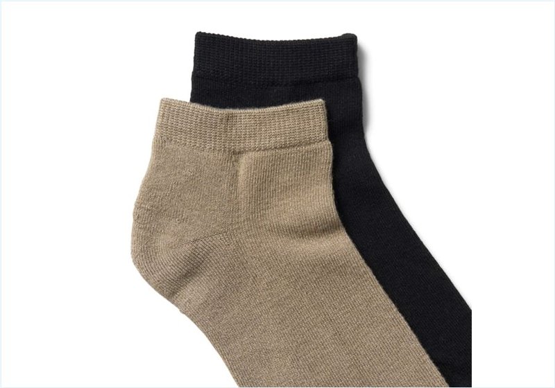  Bamboo No Show / Black/Tan Mens Accessories Socks