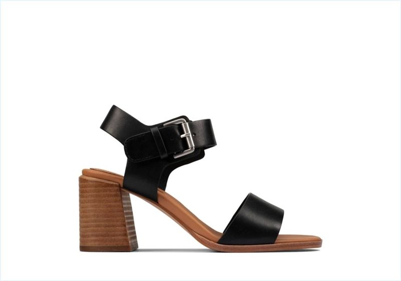  Landra 70 Strap / Black Leather Womens Sandals