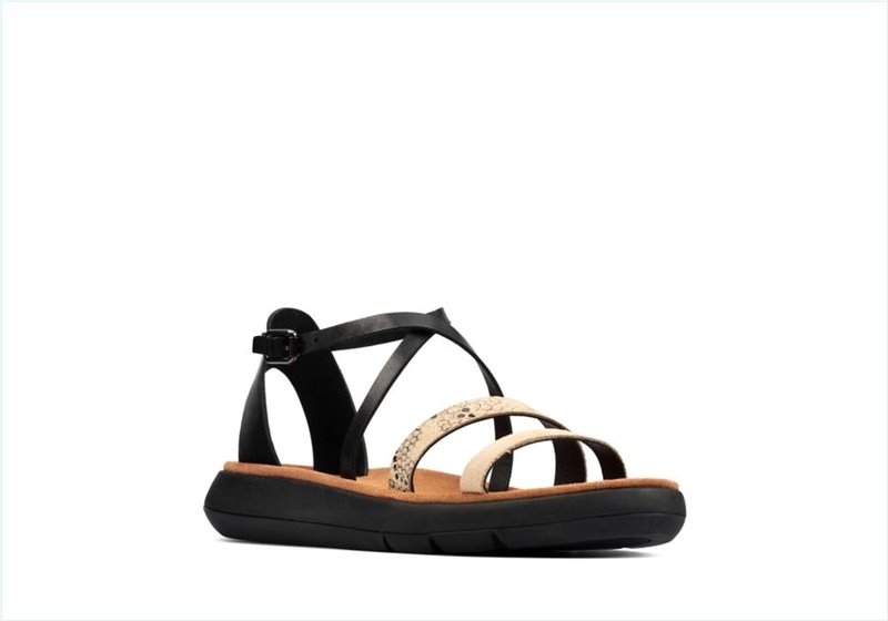  Jemsa Strap / Black Combi Leather Womens Sport Sandals