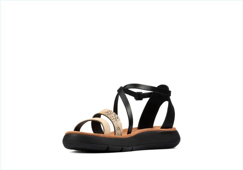  Jemsa Strap / Black Combi Leather Womens Sport Sandals