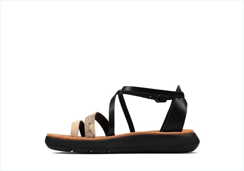  Jemsa Strap / Black Combi Leather Womens Sport Sandals