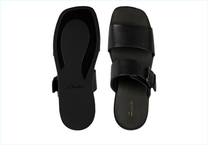  Ofra Slide / Black Leather Womens Sandals