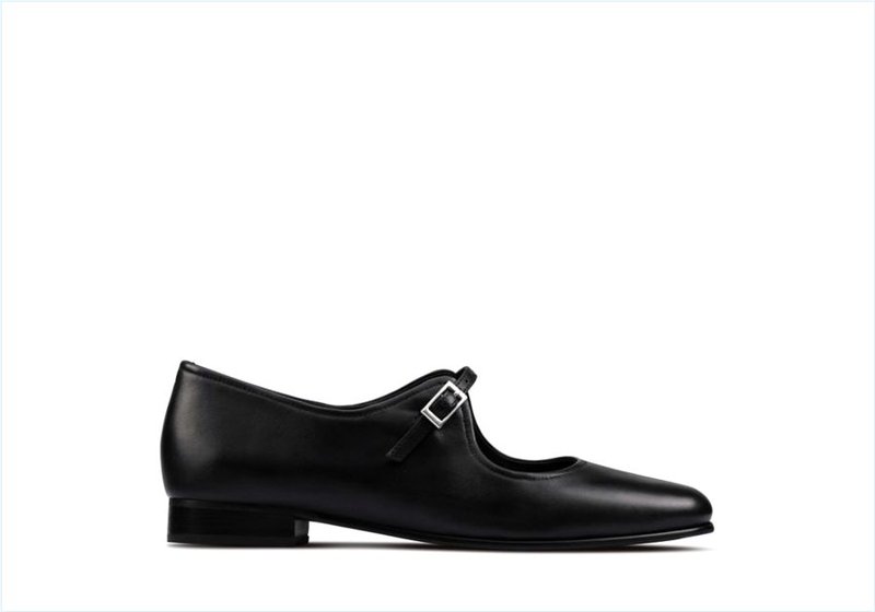  Pure Flat / Black Leather Womens Shoes