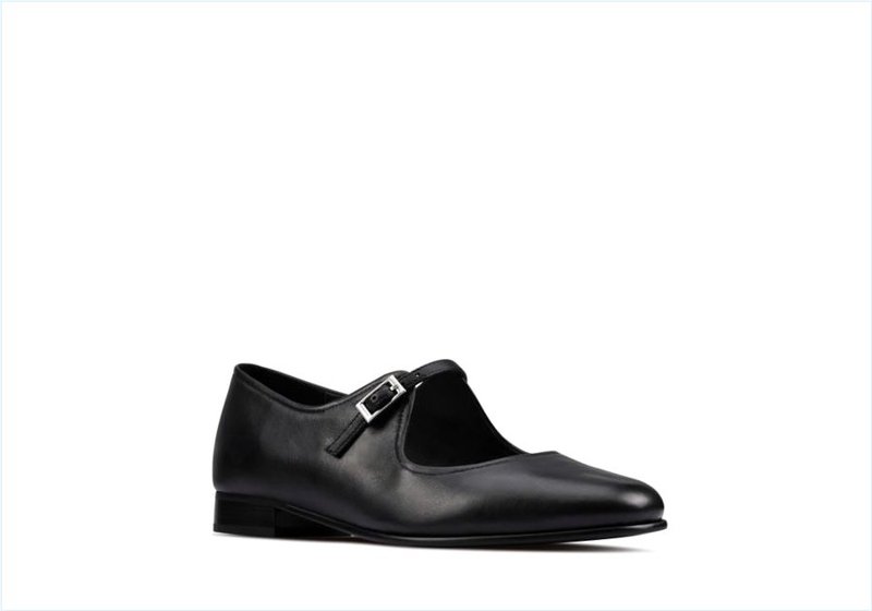  Pure Flat / Black Leather Womens Shoes