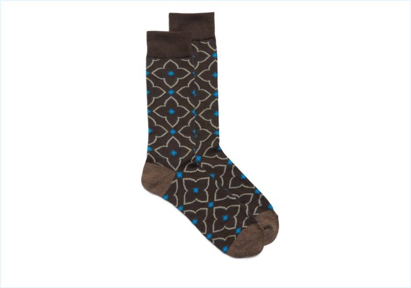  Medallion Crew / Brown Mens Accessories Socks