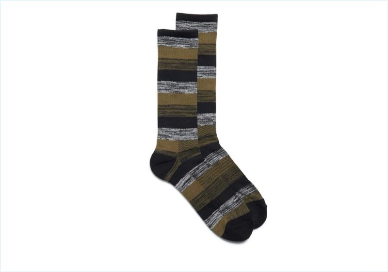  Marle Striped Crew / Olive Mens Accessories Socks