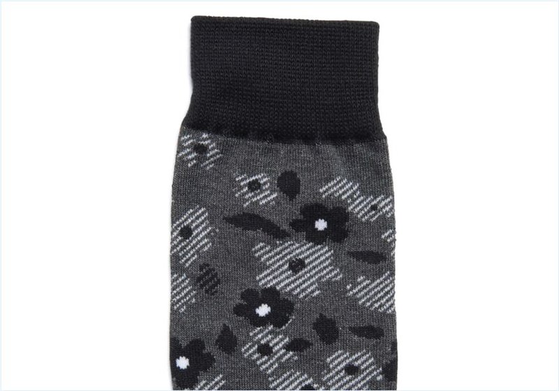  Floral Crew / Charcoal Mens Accessories Socks