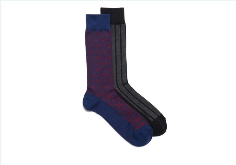  2 Pack Dress Crew / Black/Blue Mens Accessories Socks