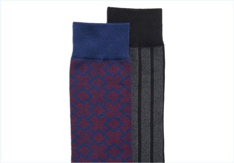  2 Pack Dress Crew / Black/Blue Mens Accessories Socks