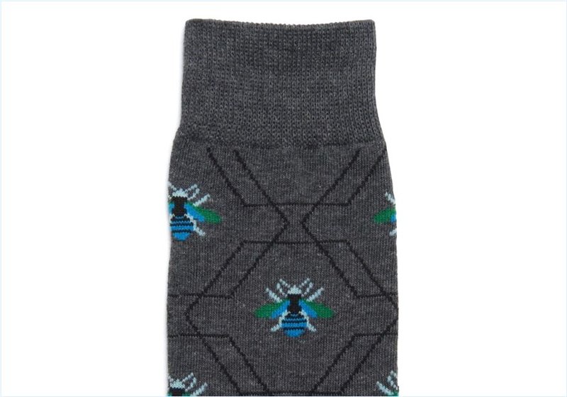  Bee Hive Crew / Charcoal Mens Accessories Socks