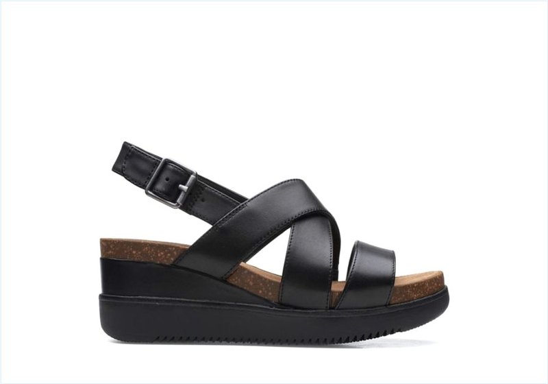  Lizby Cross / Black Leather Womens Sandals