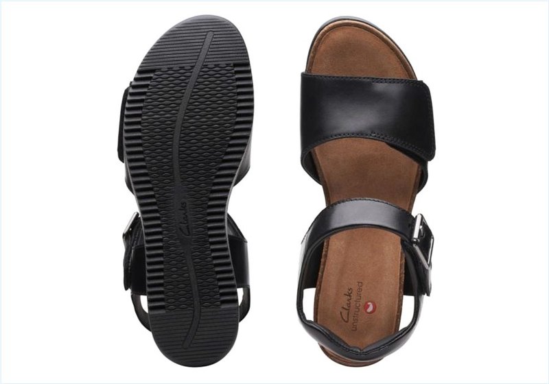  Lizby Strap / Black Leather Womens Sandals