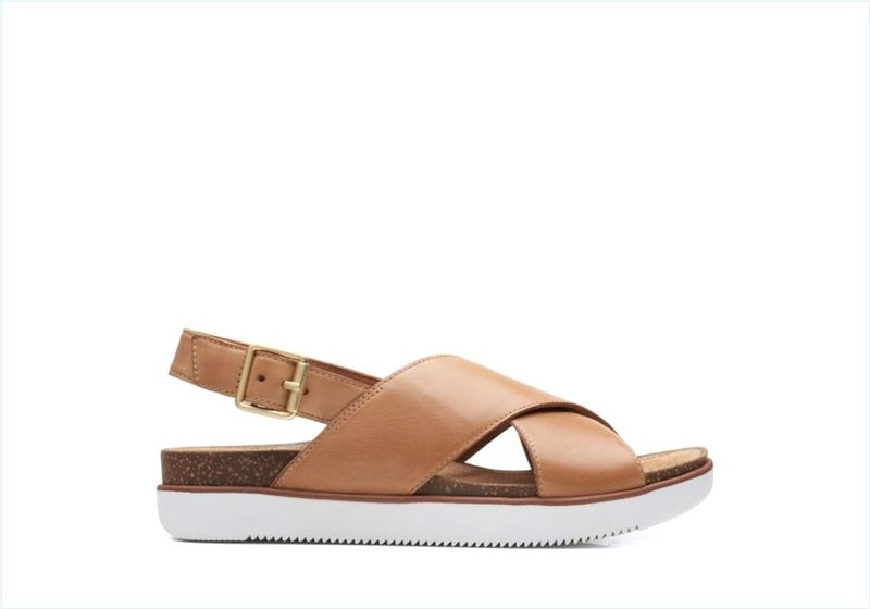  Elayne Cross / Sand Leather Womens Sandals