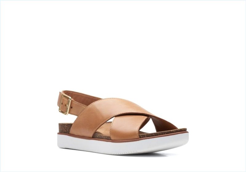  Elayne Cross / Sand Leather Womens Sandals