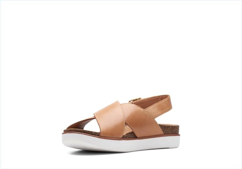  Elayne Cross / Sand Leather Womens Sandals