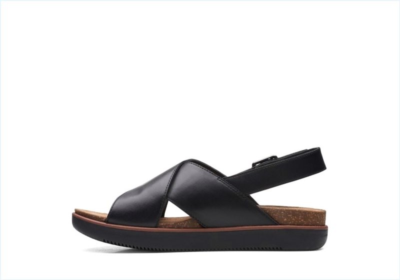  Elayne Cross / Black Leather Womens Sandals