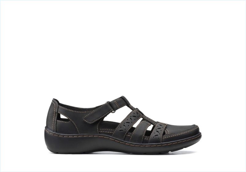  Cora River / Black Leather Womens Sandals