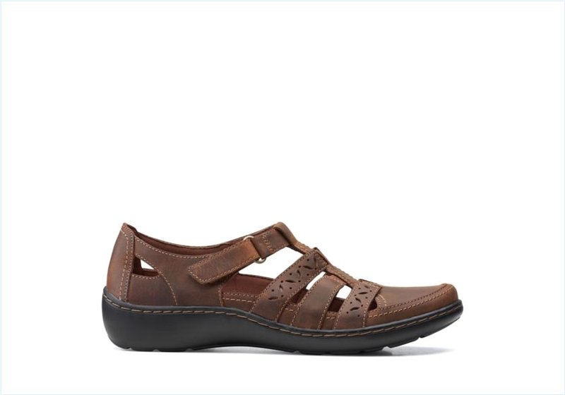  Cora River / Dark Tan Leather Womens Sandals