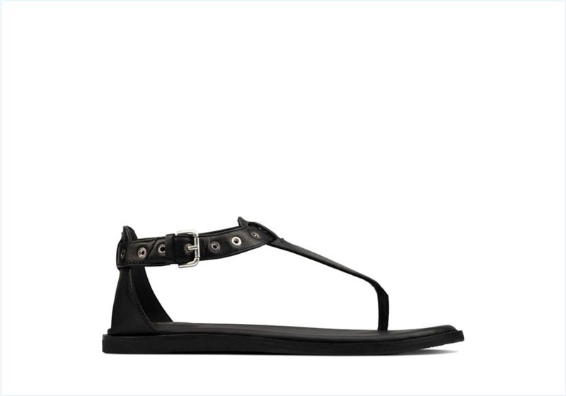  Karsea Post / Black Leather Womens Sandals