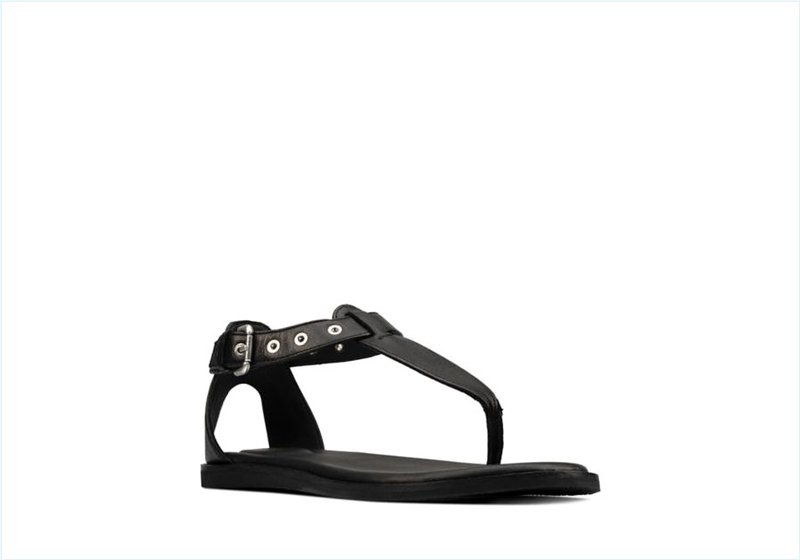  Karsea Post / Black Leather Womens Sandals