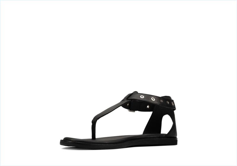  Karsea Post / Black Leather Womens Sandals