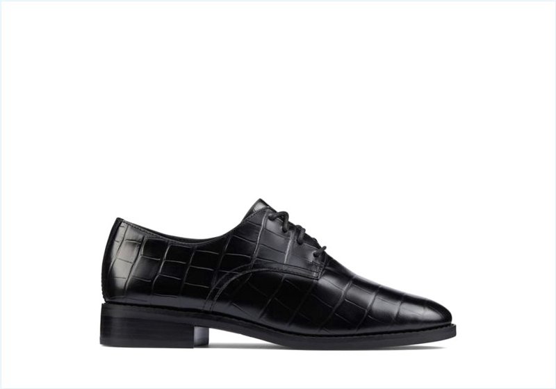  Ria Derby / Black Croc Womens Shoes