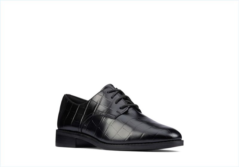  Ria Derby / Black Croc Womens Shoes