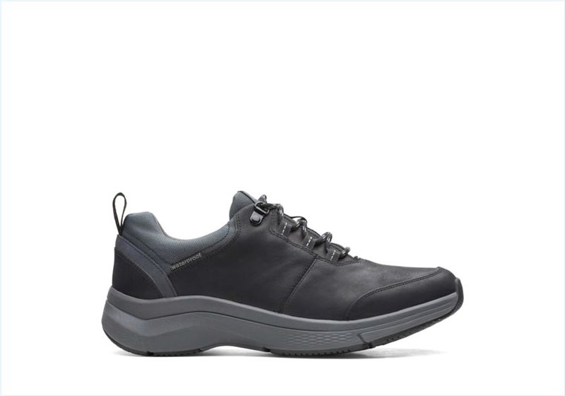  Wave2.0 Tie / Black Leather Mens Sport Shoes