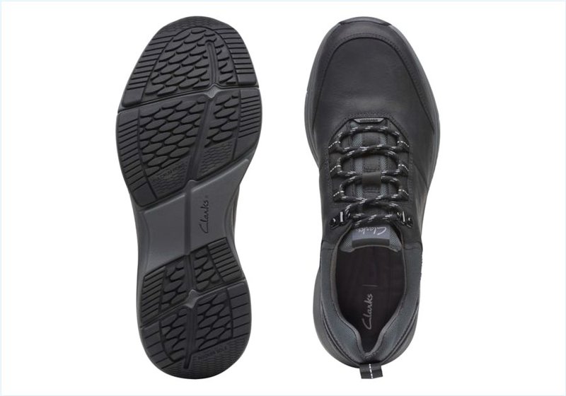  Wave2.0 Tie / Black Leather Mens Sport Shoes