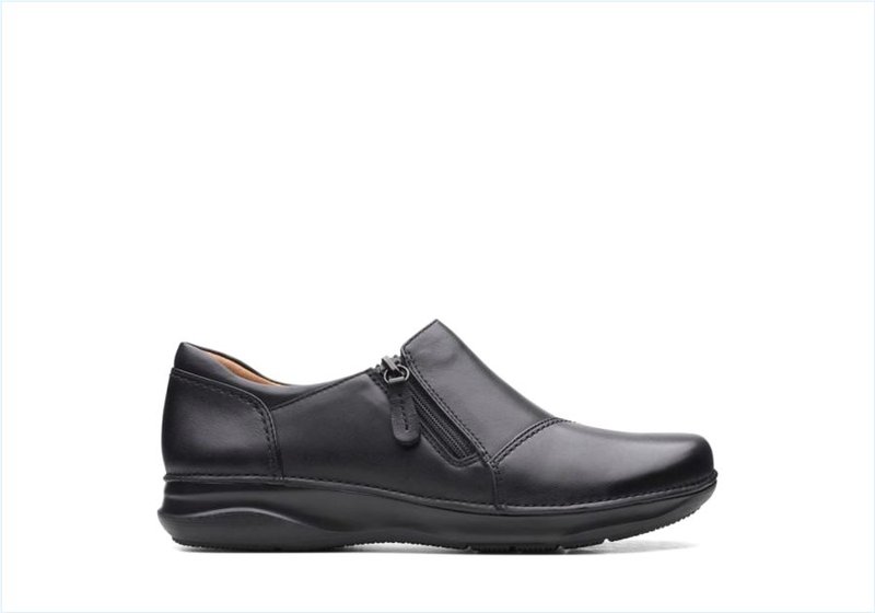  Appley Zip / Black Leather Womens Shoes