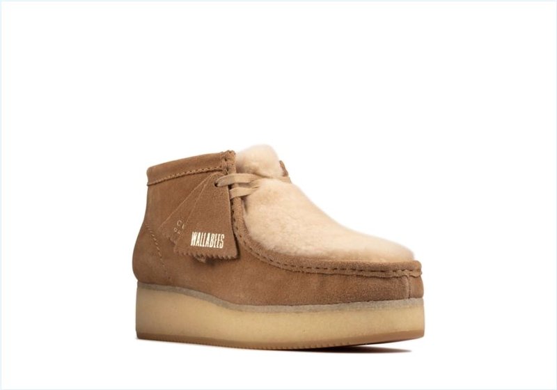  Wallabee Wedge / Light Tan Suede Womens Originals Icon Boots