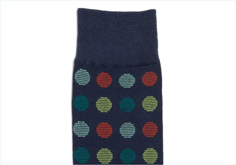  Multi Dot Crew / Blue Mens Accessories Socks