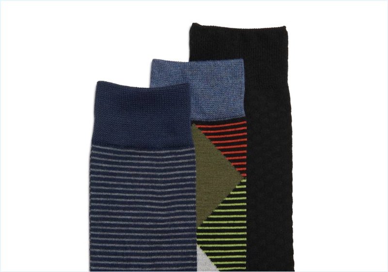  3 Pack Argyle Stripe / Black Multi Mens Accessories Socks