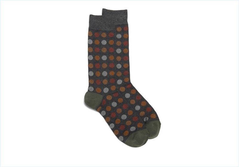  Multi Dot Crew / Charcoal Mens Accessories Socks